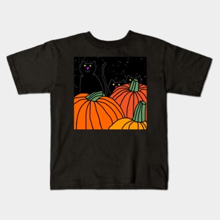 Pumpkins and Cats on Halloween Night Kids T-Shirt